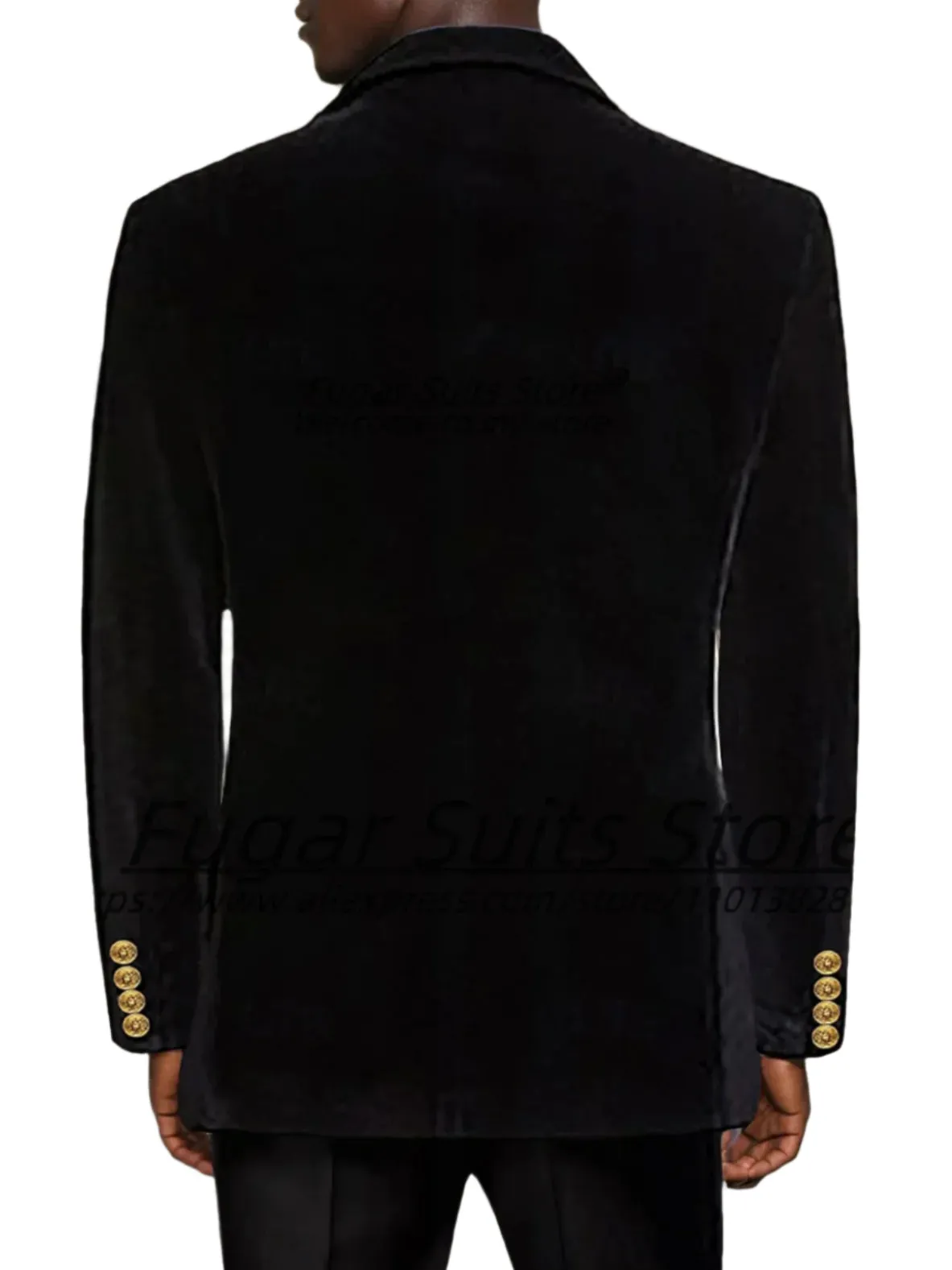 Luxury Black Patch Velvet Suit