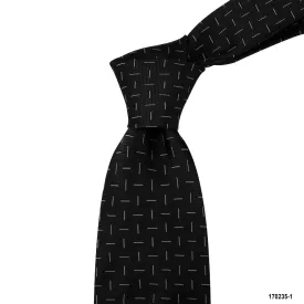 MarZthomson  8cm Navy Woven Tie with Silver Line Details M