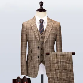 Men Suit - Boglioli Brown Plaid 3-Piece Suit