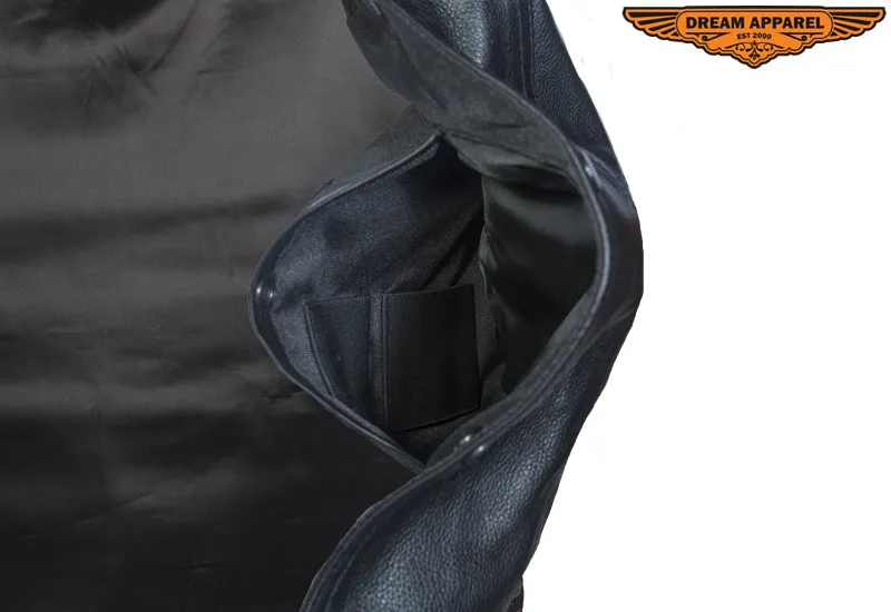 Men's Leather Vest With Braid