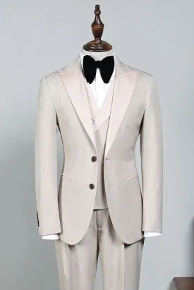 Nigel Stylish Off White Peak Lapel Two Button Men’s Business Suit