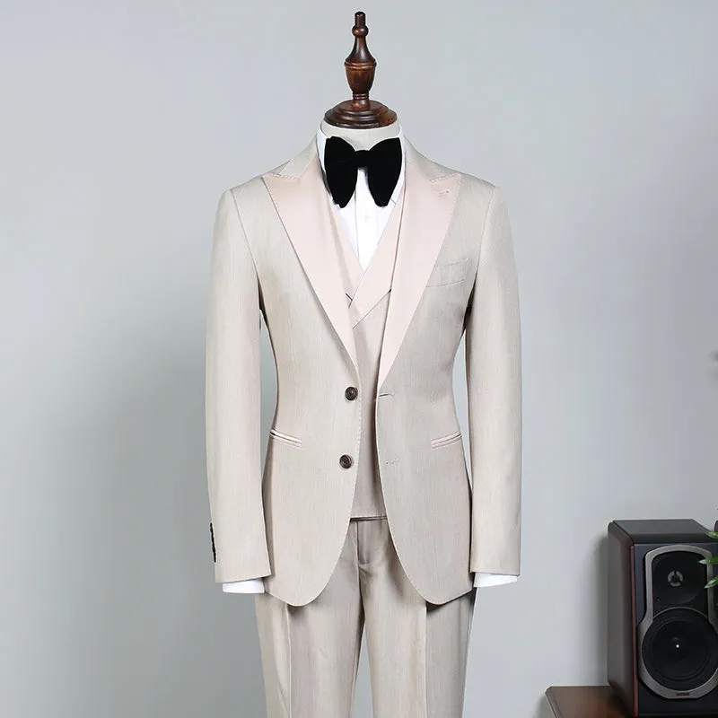 Nigel Stylish Off White Peak Lapel Two Button Men’s Business Suit