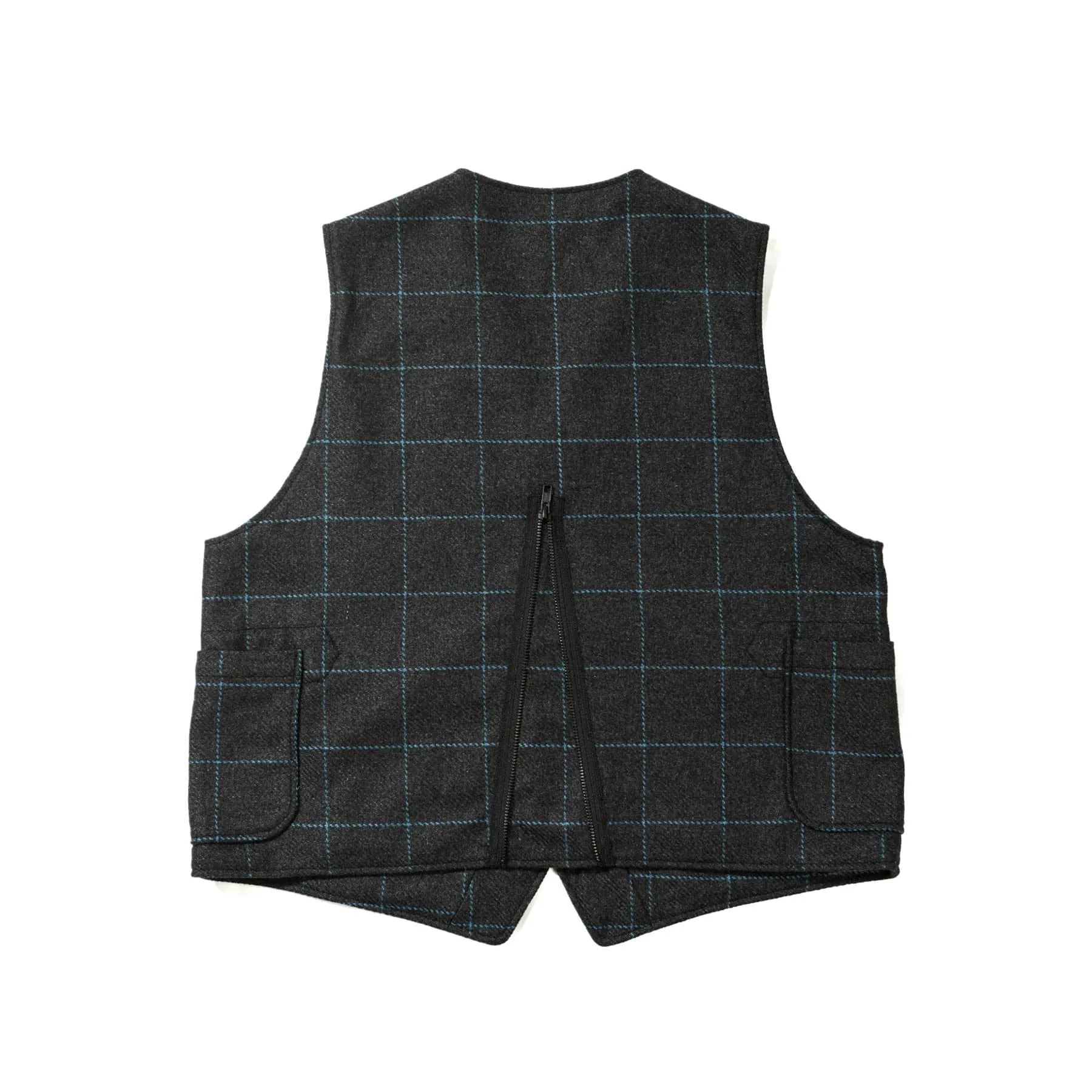 ODD Vest - Charcoal/Light Blue Wool Poly Windowpane