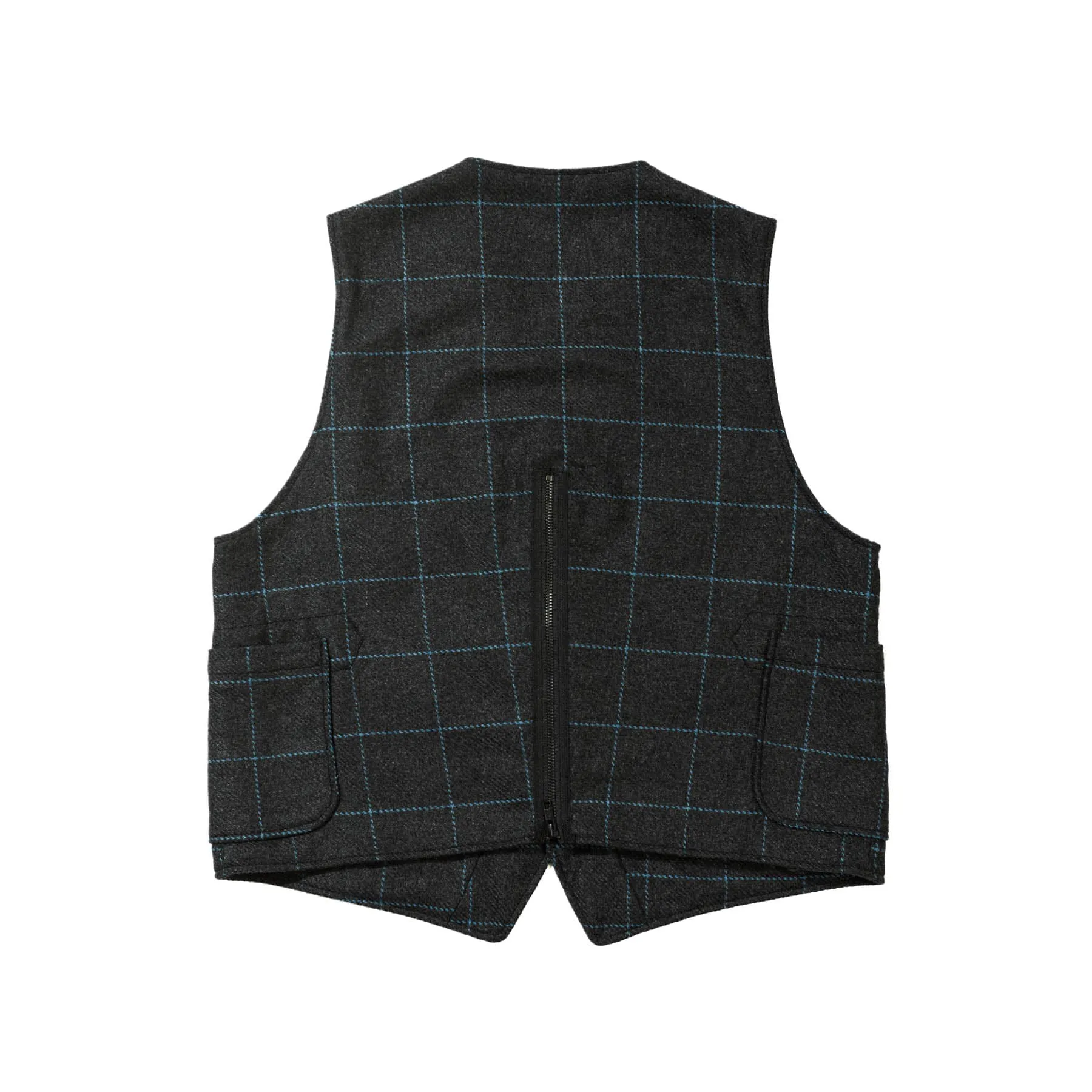 ODD Vest - Charcoal/Light Blue Wool Poly Windowpane