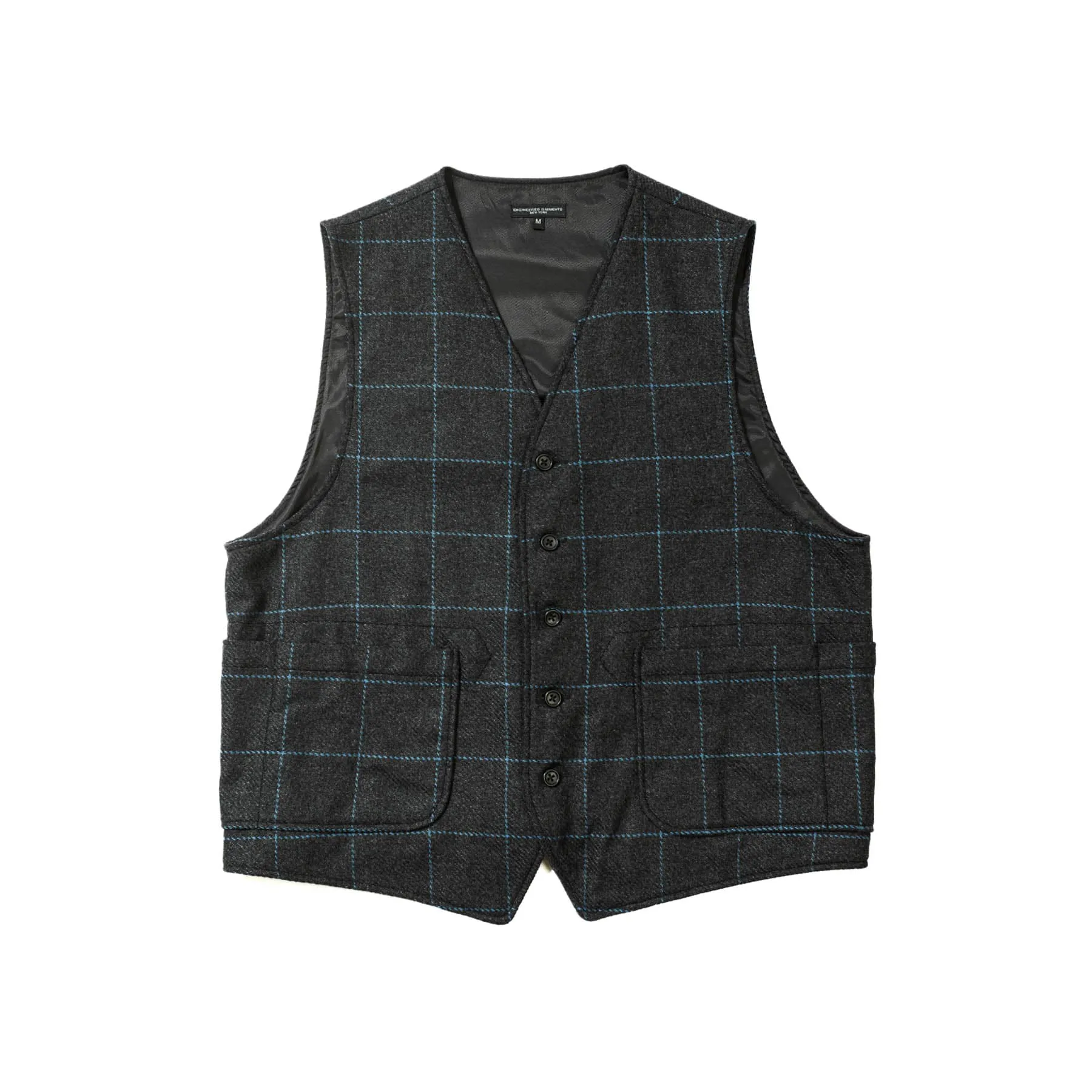 ODD Vest - Charcoal/Light Blue Wool Poly Windowpane