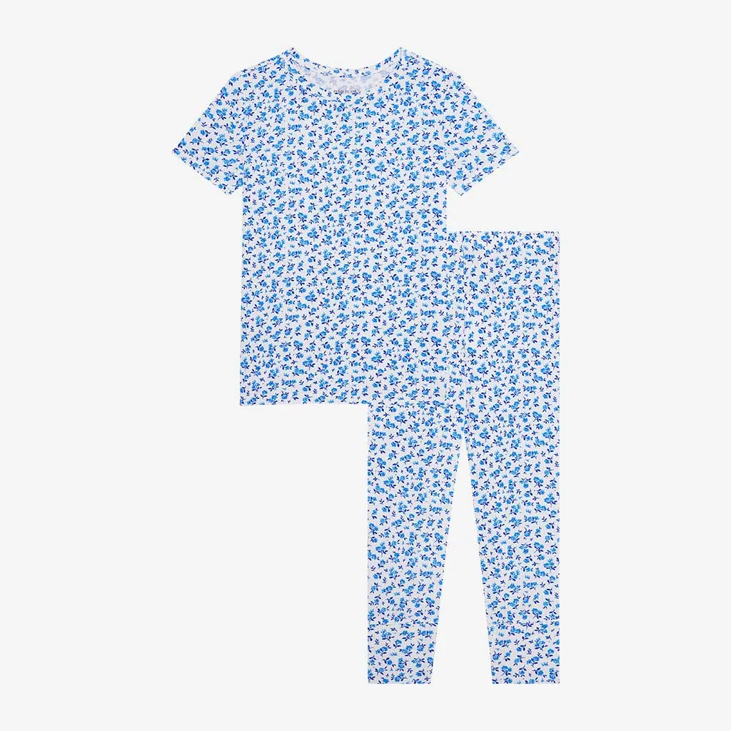 Posh Peanut Basic Short Sleeve Loungewear Kids Pajama & Pants in Andina