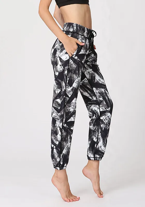 Print Mesh Loose Yoga Pants