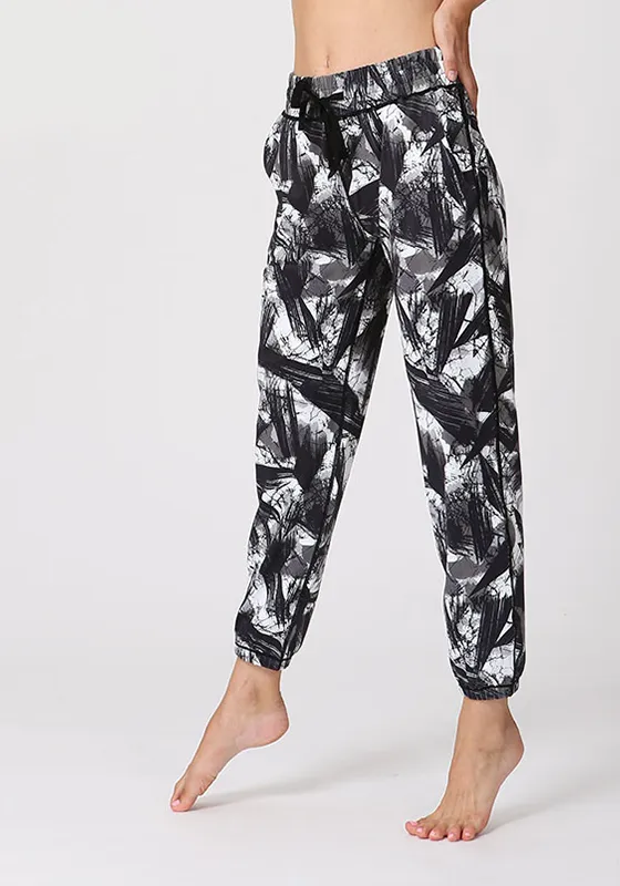 Print Mesh Loose Yoga Pants