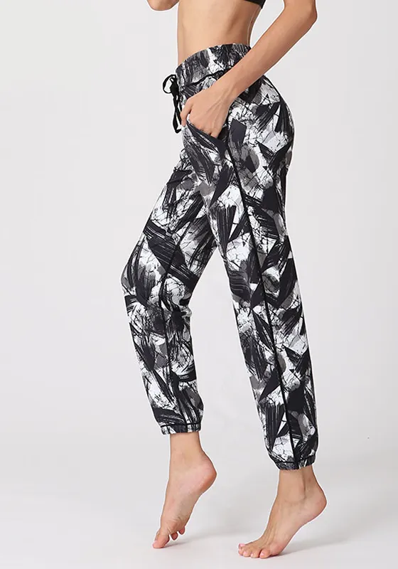 Print Mesh Loose Yoga Pants