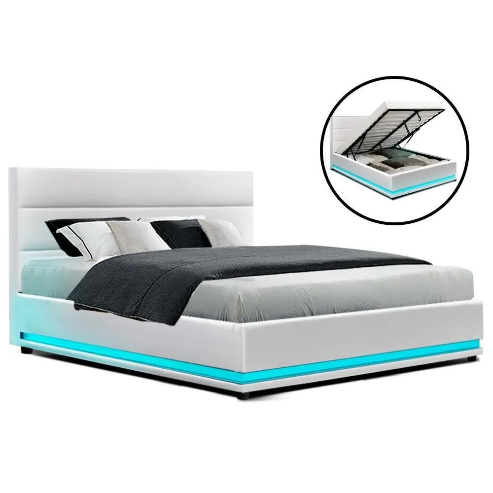 Queen Package | Henley LED Storage Bed White & Bonita Euro Top Mattress (Medium Firm)