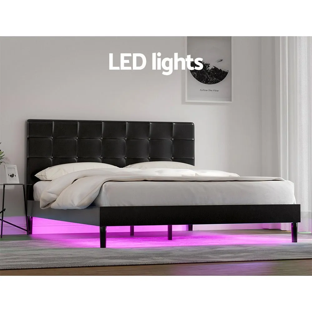 Queen Package | Manly LED Bed Frame Black & Bonita Pillow Top Mattress (Medium Firm)