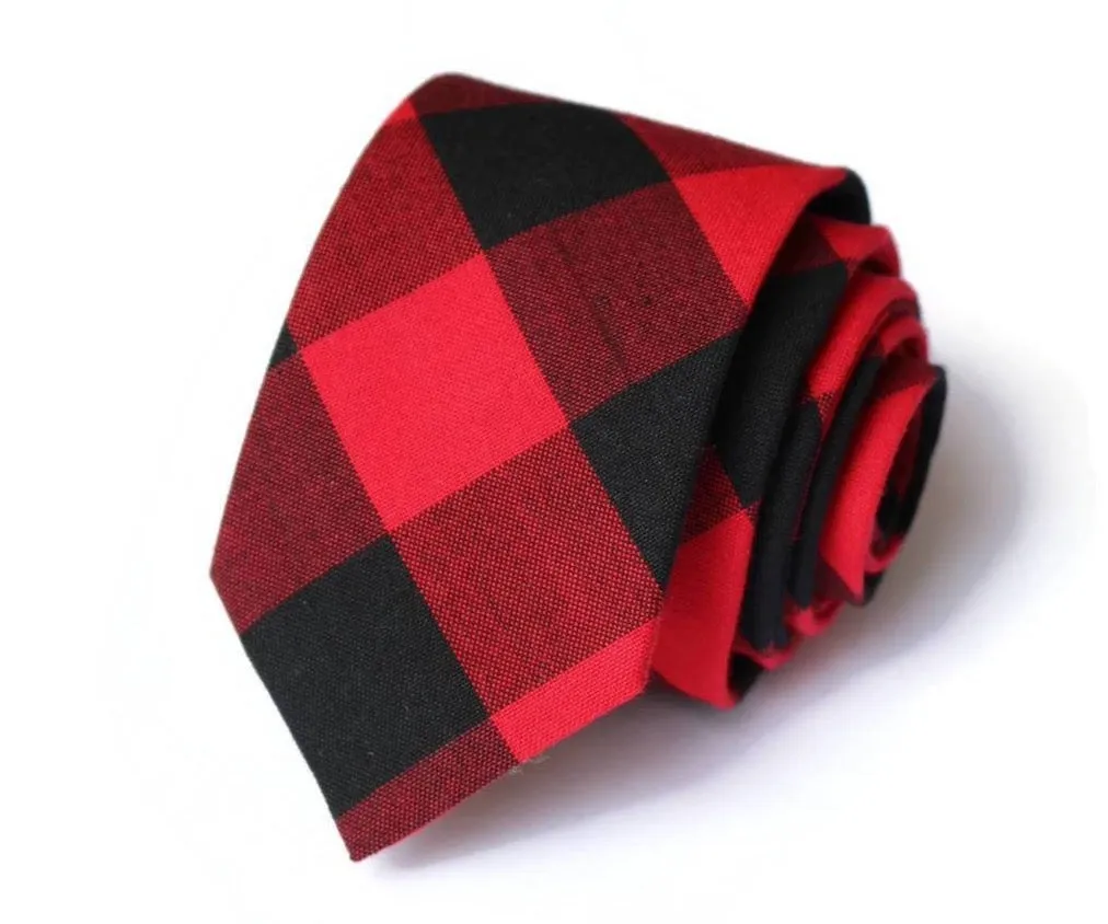 Red & Black Buffalo Plaid Necktie