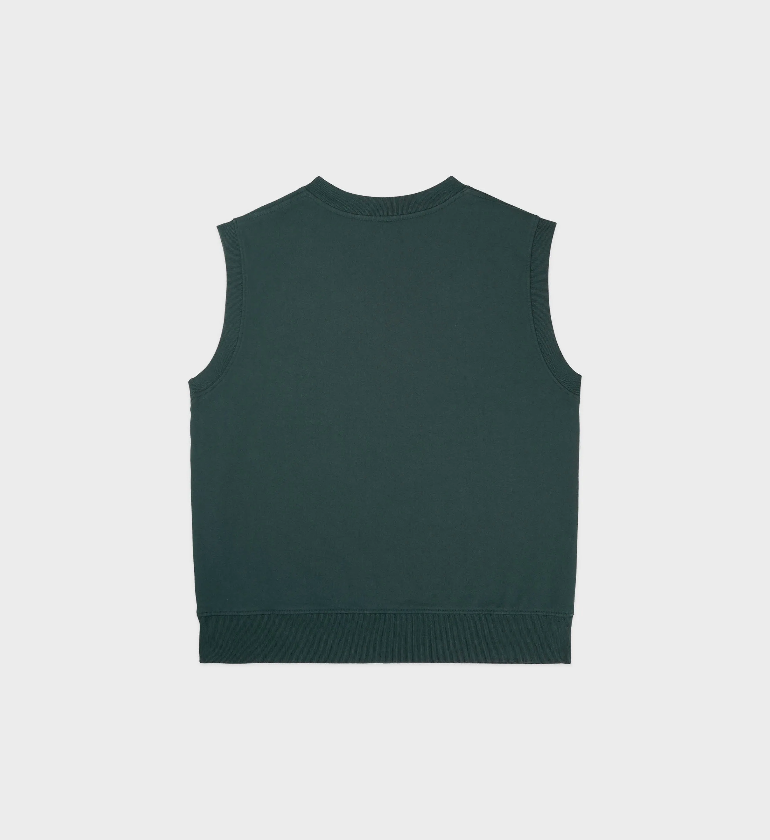 Serif Logo Embroidered V-Neck Vest - Forest/White