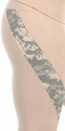 Sexy Hi Lo Waist Universal Camo Pattern Combat Athletic Capri Pants - Tan/Green