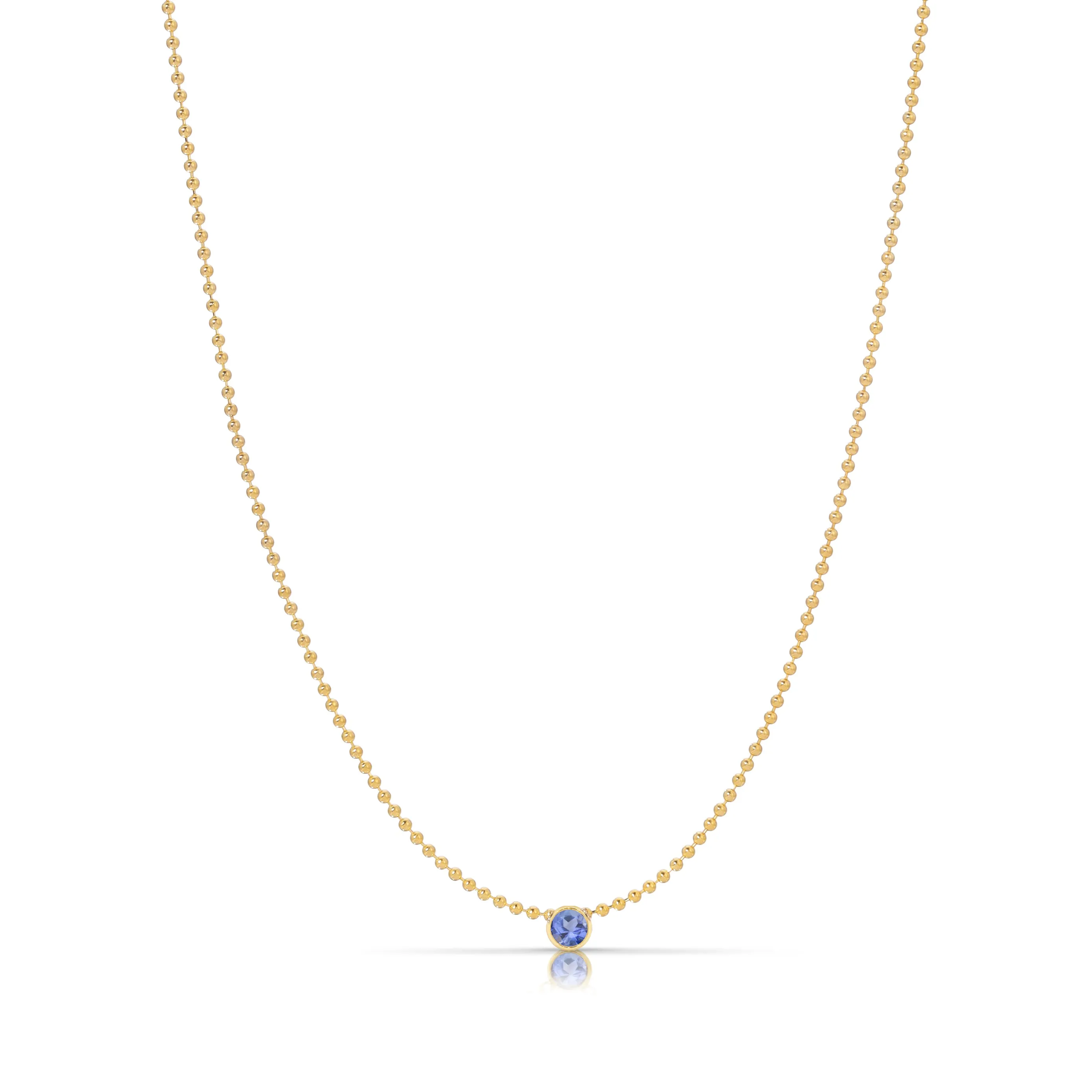 Single Birthstone Layering Necklace - Yellow Gold