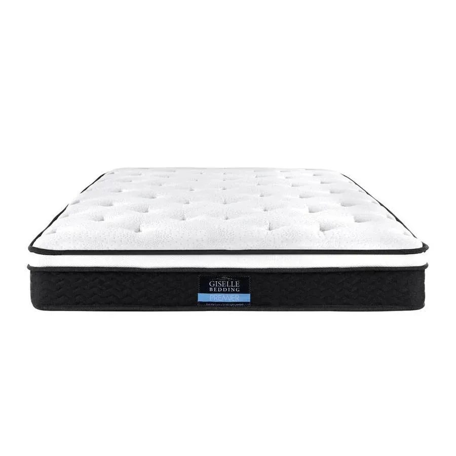 Single Package | Sasa LED Boucle Bed Frame Beige & Bonita Pillow Top Mattress (Medium Firm)