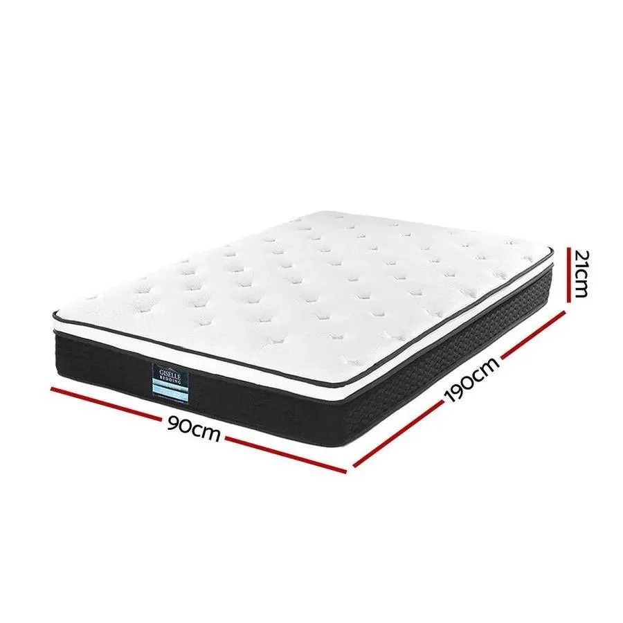 Single Package | Sasa LED Boucle Bed Frame Beige & Bonita Pillow Top Mattress (Medium Firm)