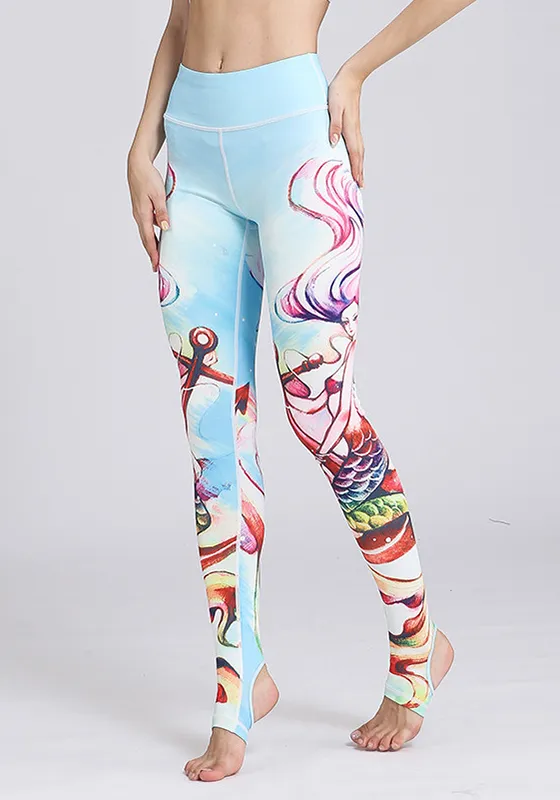 Stretch Fabric Floral Yoga Pants