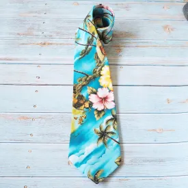 Teal Kahalu'u Hawaiian Necktie