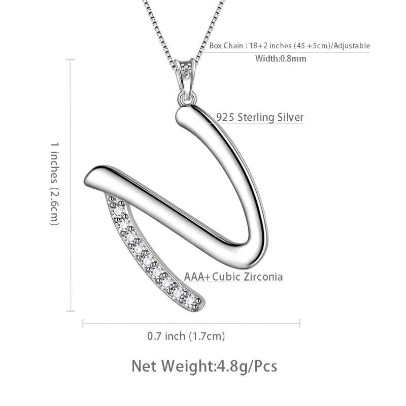 Tokyo Mart Letter Initial N Necklaces Pendant Women Girls Name Jewelry Gift 925 Sterling Silver