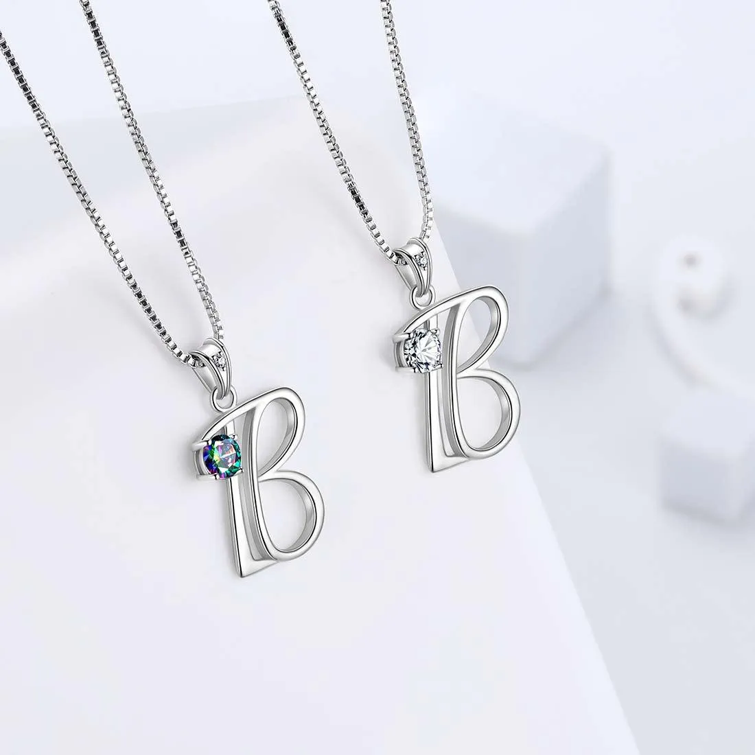 Tokyo Mart Women Initial B Letter Pendant Necklace Girl Name Jewelry Gift 925 Sterling Silver