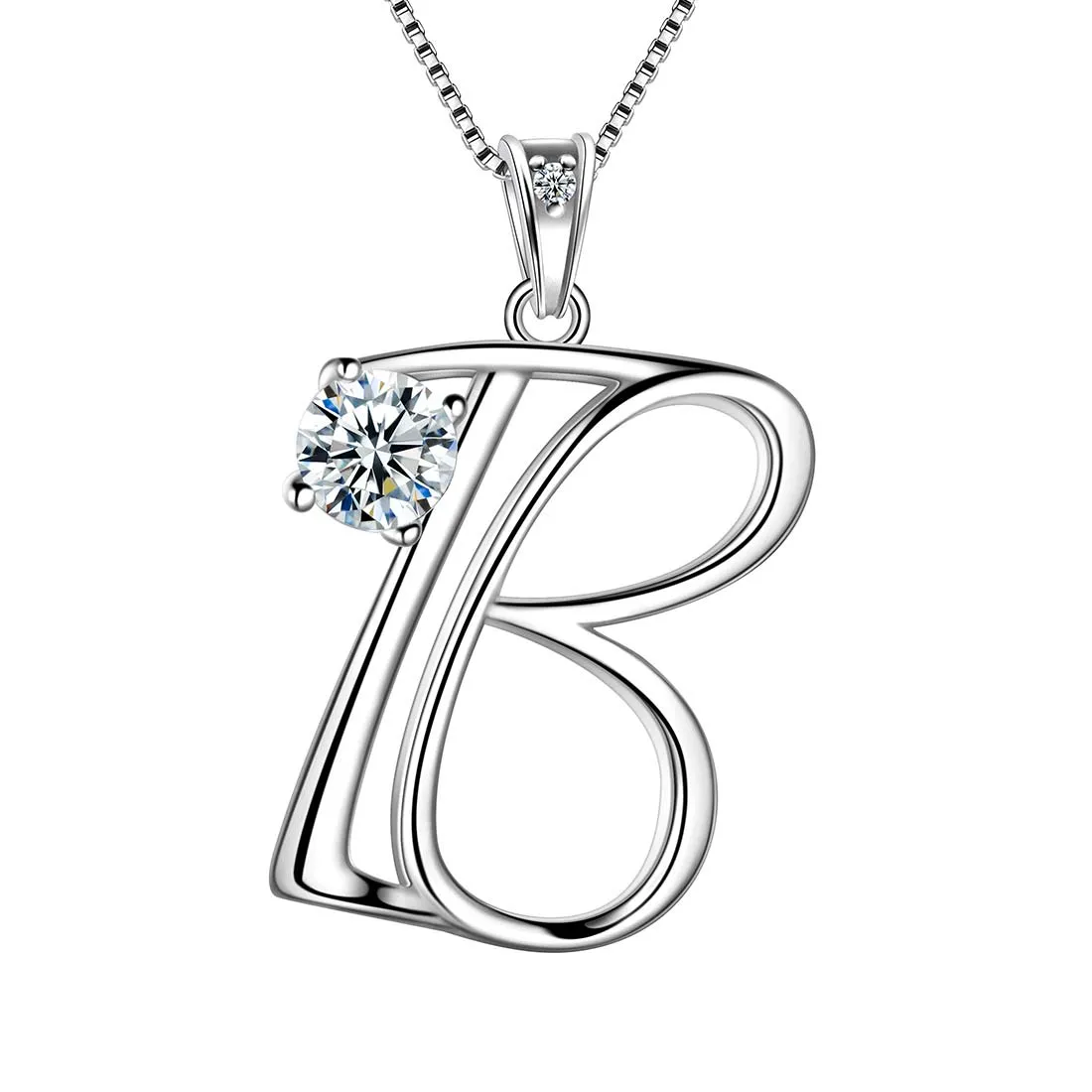 Tokyo Mart Women Initial B Letter Pendant Necklace Girl Name Jewelry Gift 925 Sterling Silver