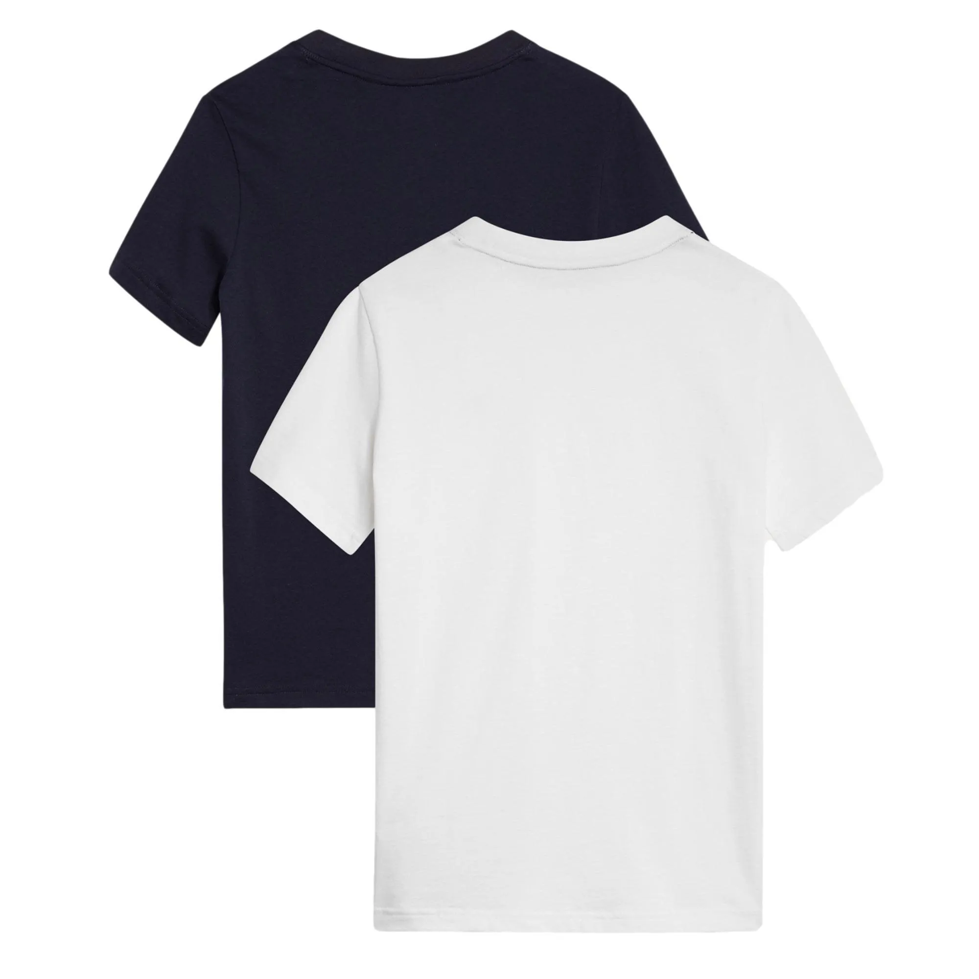 Tommy Hilfiger Boys 2 Pack Organic Cotton Crew Neck Short Sleeve T-Shirts- White/Desert Sky