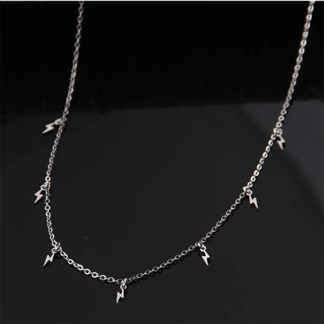 VenusFox New stainless steel Women pendants Necklaces Jewelry Cross Lightning hexagram Choker Necklace Chain gold Girls Kpop Collares