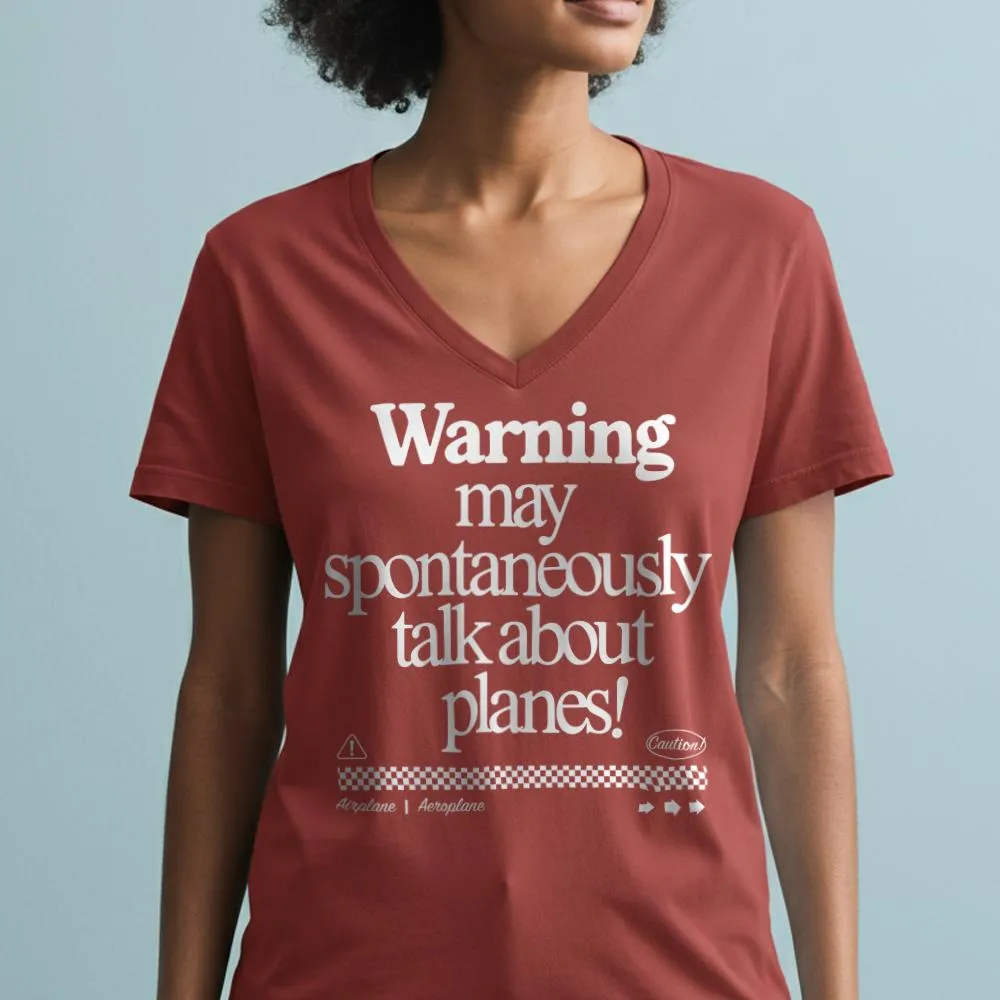 Warning May Talk About Airplanes - Women's V-Neck T-Shirt