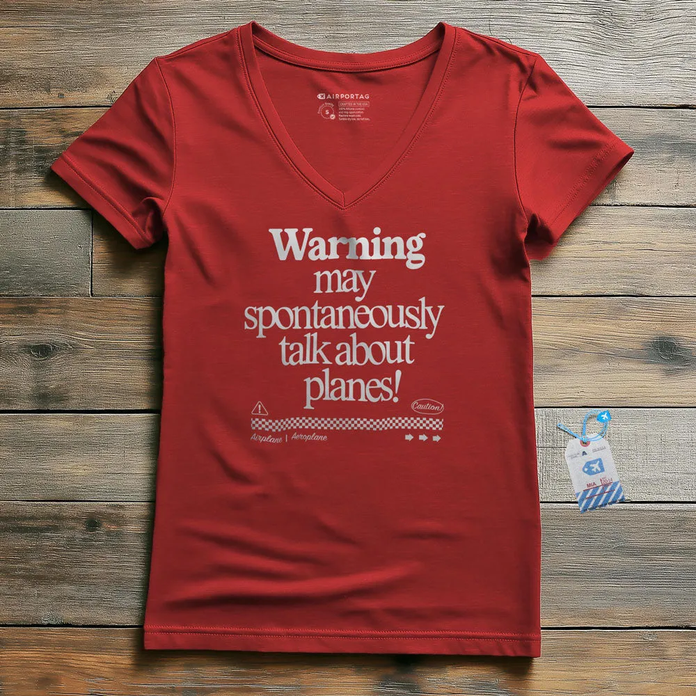 Warning May Talk About Airplanes - Women's V-Neck T-Shirt